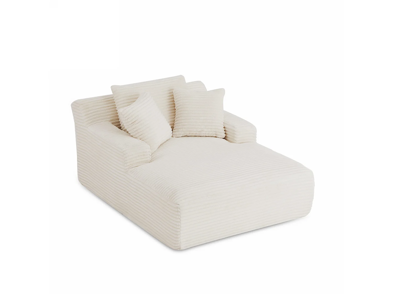 Canapé profond droit et compressé velours côtelé 1 place beige TALEN