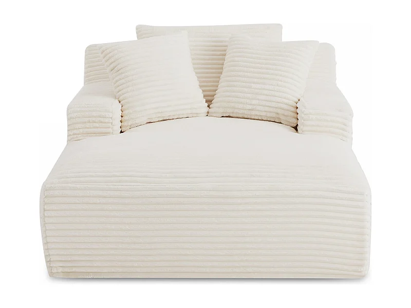 Canapé profond droit et compressé velours côtelé 1 place beige TALEN