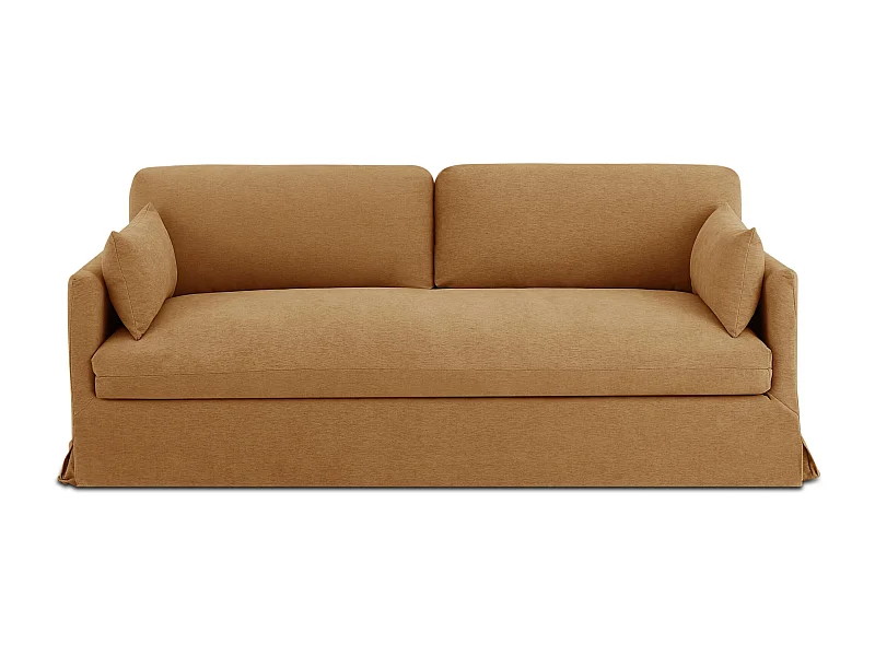 Canapé droit déhoussable tissu 3 places orange NERIS