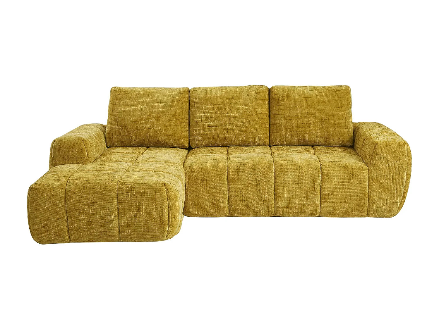 Canapé d'angle gauche tissu 4 places jaune moutarde ZELYS