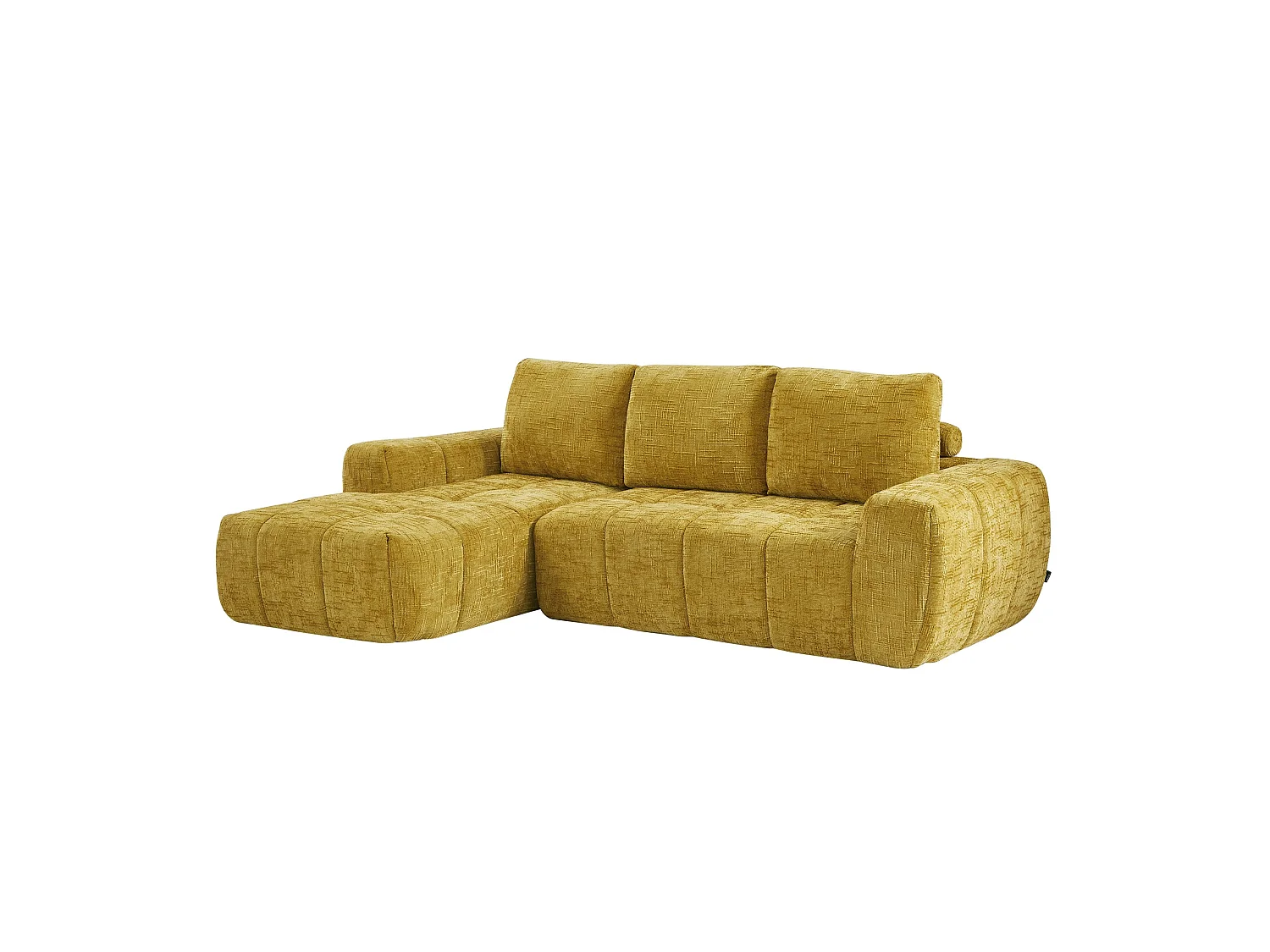 Canapé d'angle 4 places en tissu jaune moutarde ZELYS