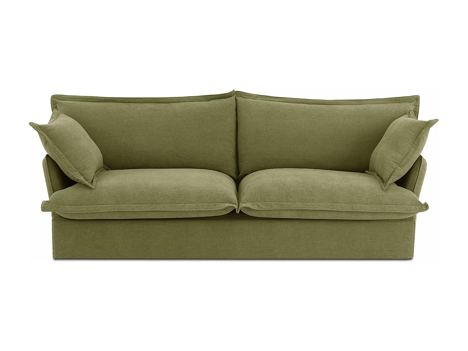 Canapé droit tissu déhoussable 3 places vert VELORA