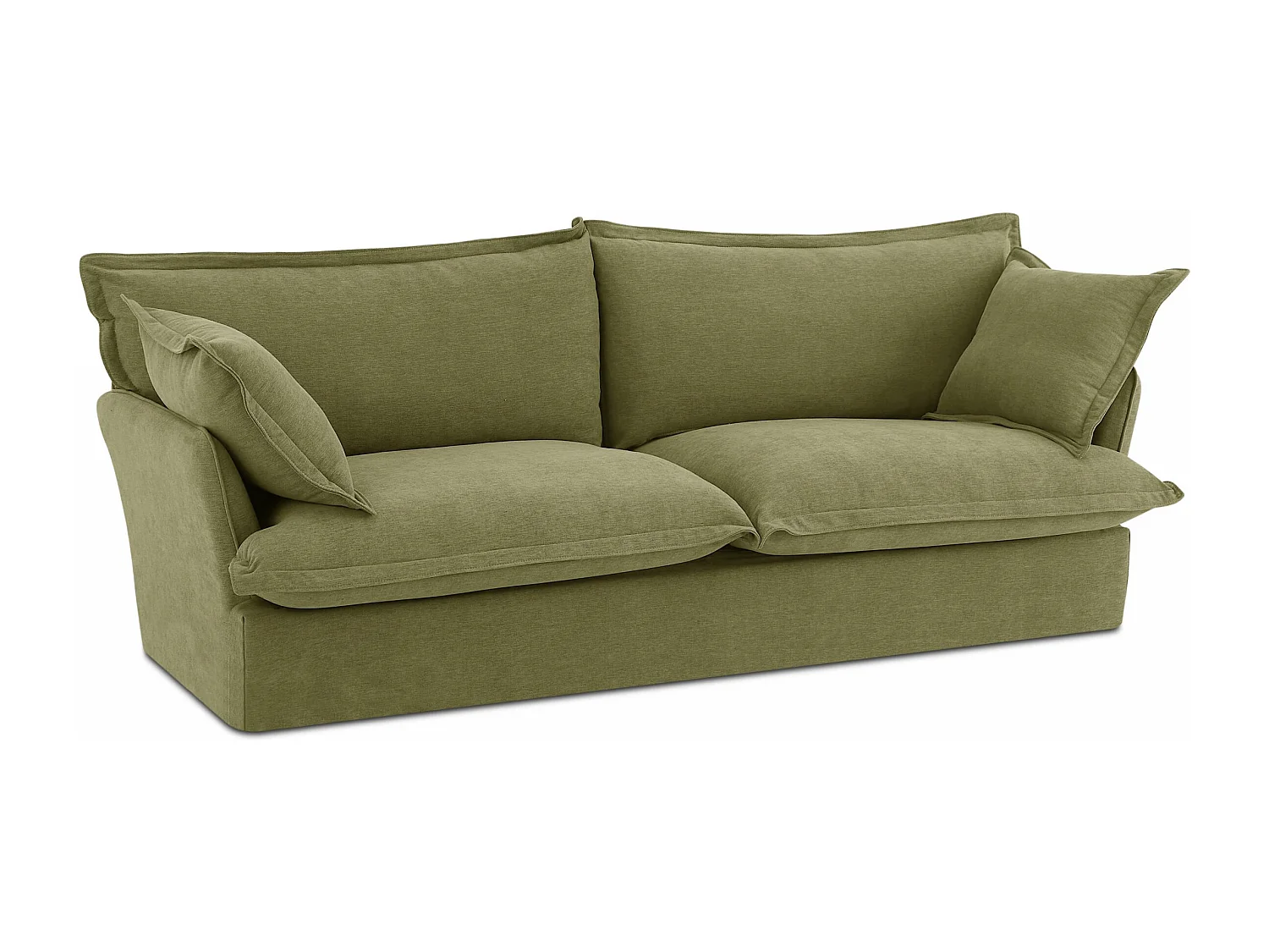 Canapé droit tissu déhoussable 3 places vert VELORA