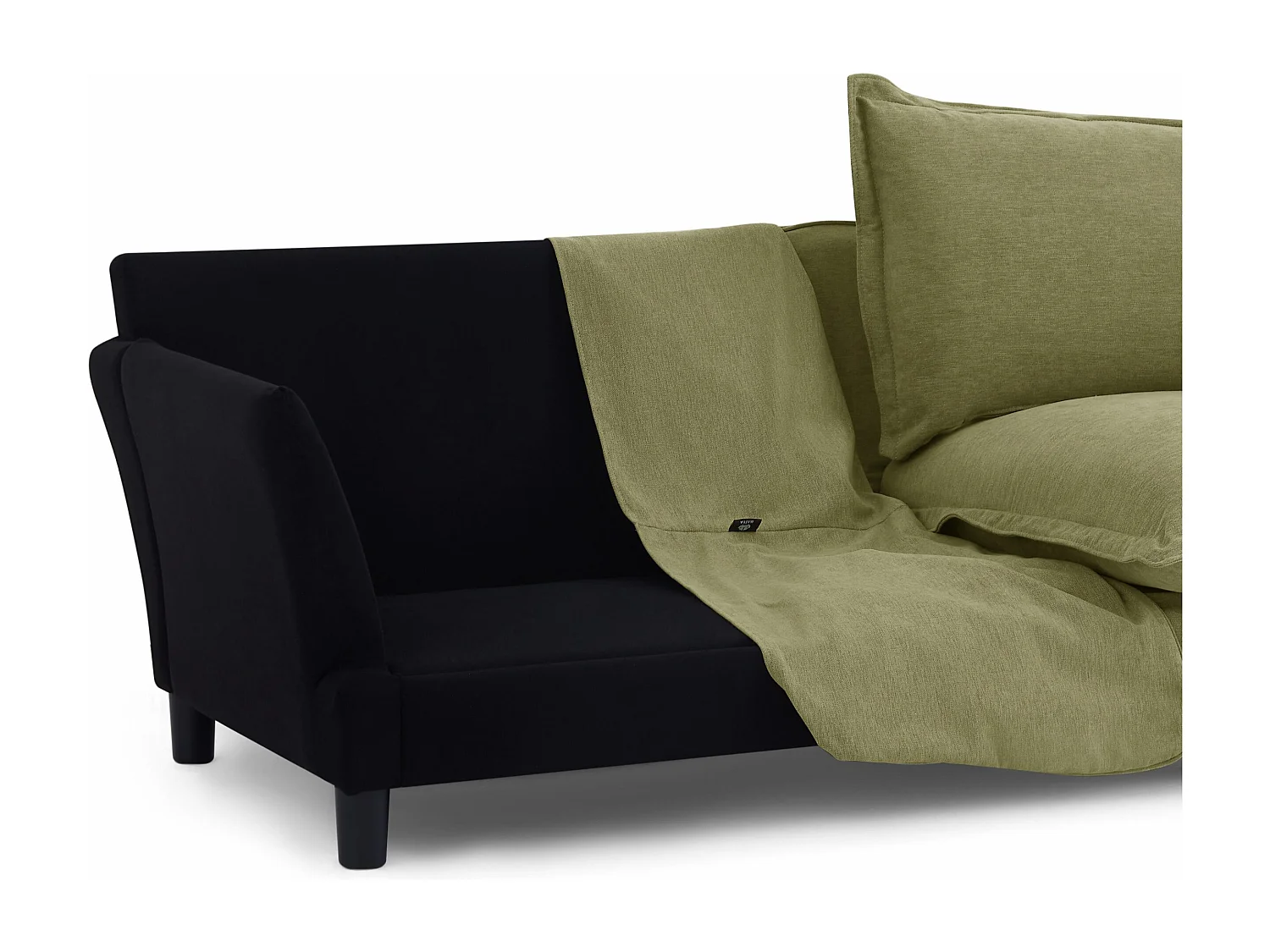 Canapé droit tissu déhoussable 3 places vert VELORA