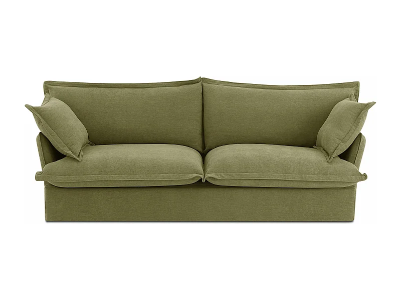 Canapé droit tissu déhoussable 3 places vert VELORA