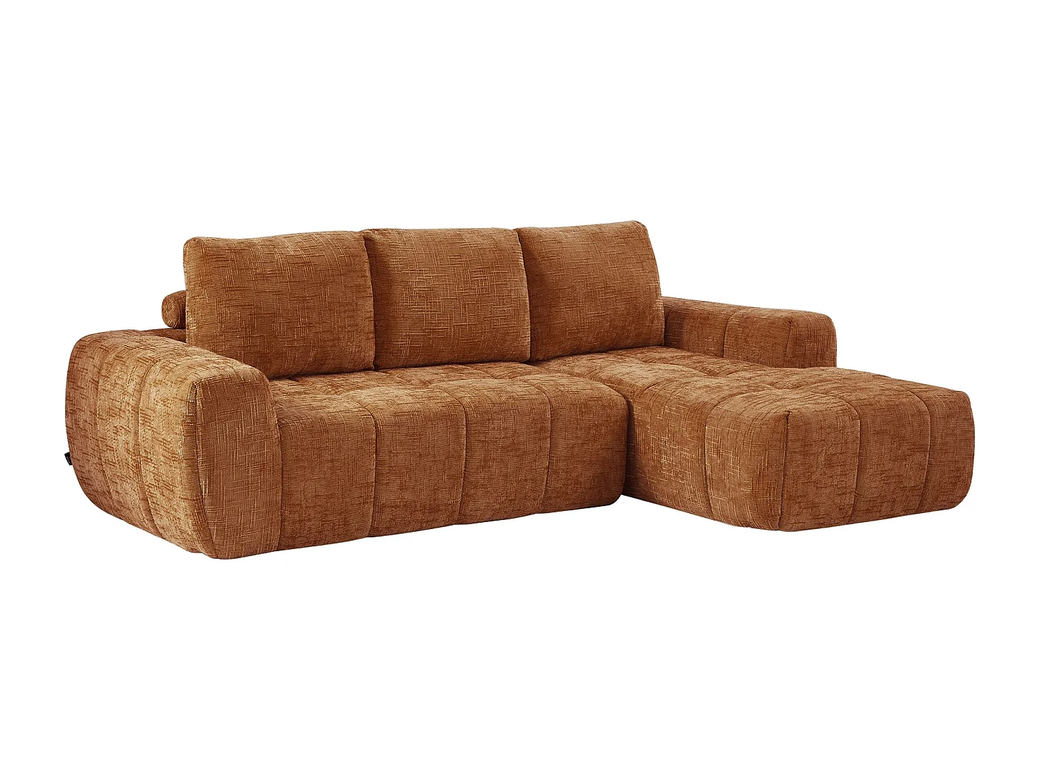 Canapé d'angle droit tissu 4 places terracotta ZELYS