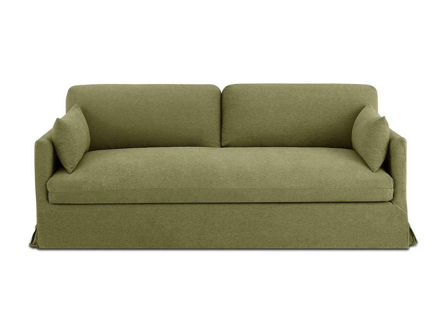 Canapé droit déhoussable tissu 3 places vert NERIS