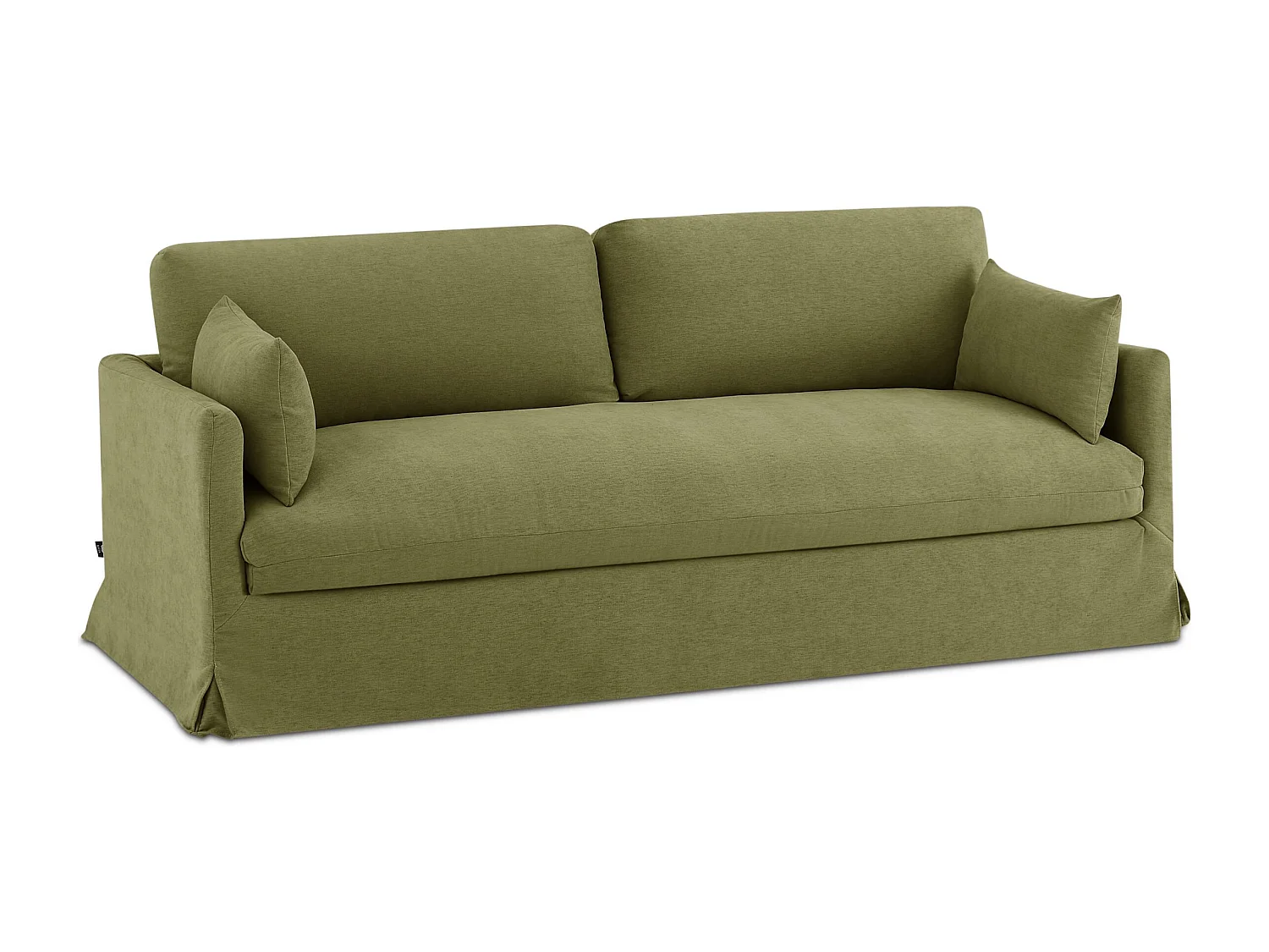 Canapé droit déhoussable tissu 3 places vert NERIS