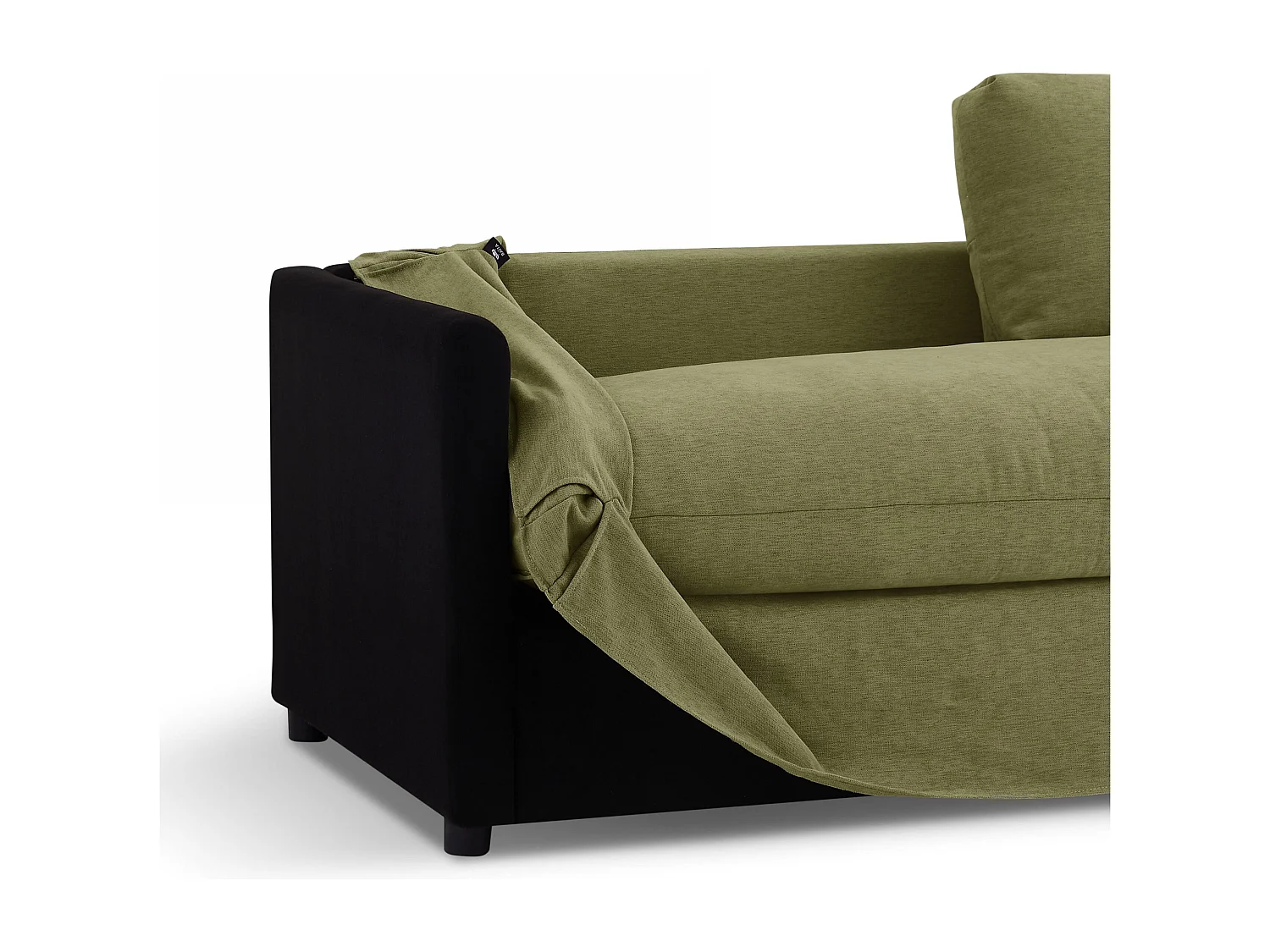 Canapé droit déhoussable tissu 3 places vert NERIS