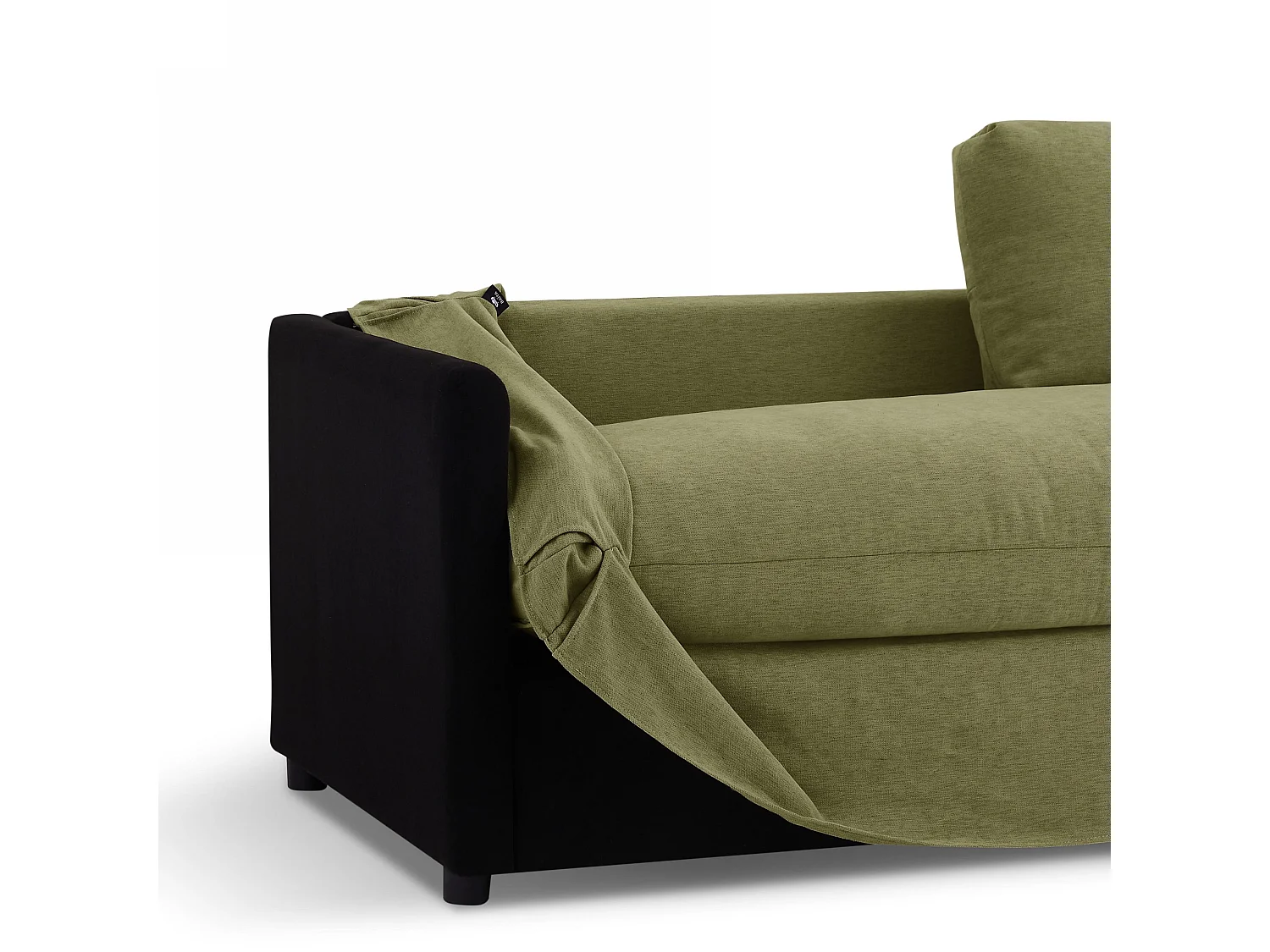 Canapé 3 places déhoussable en tissu vert NERIS