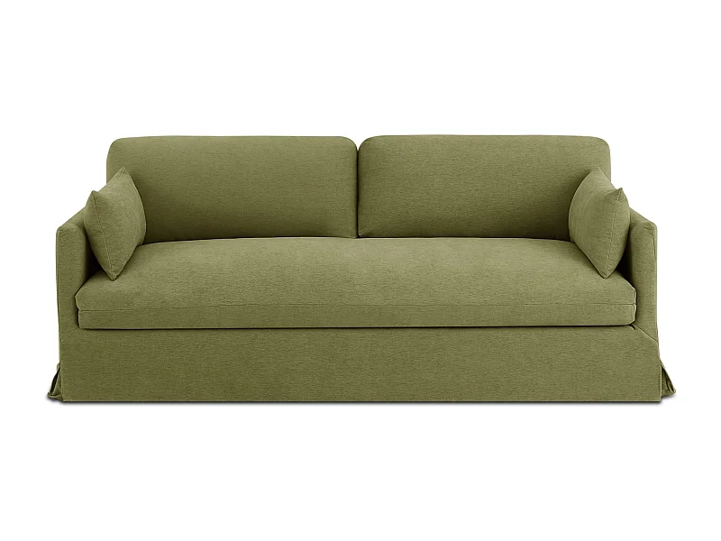 Canapé droit déhoussable tissu 3 places vert NERIS