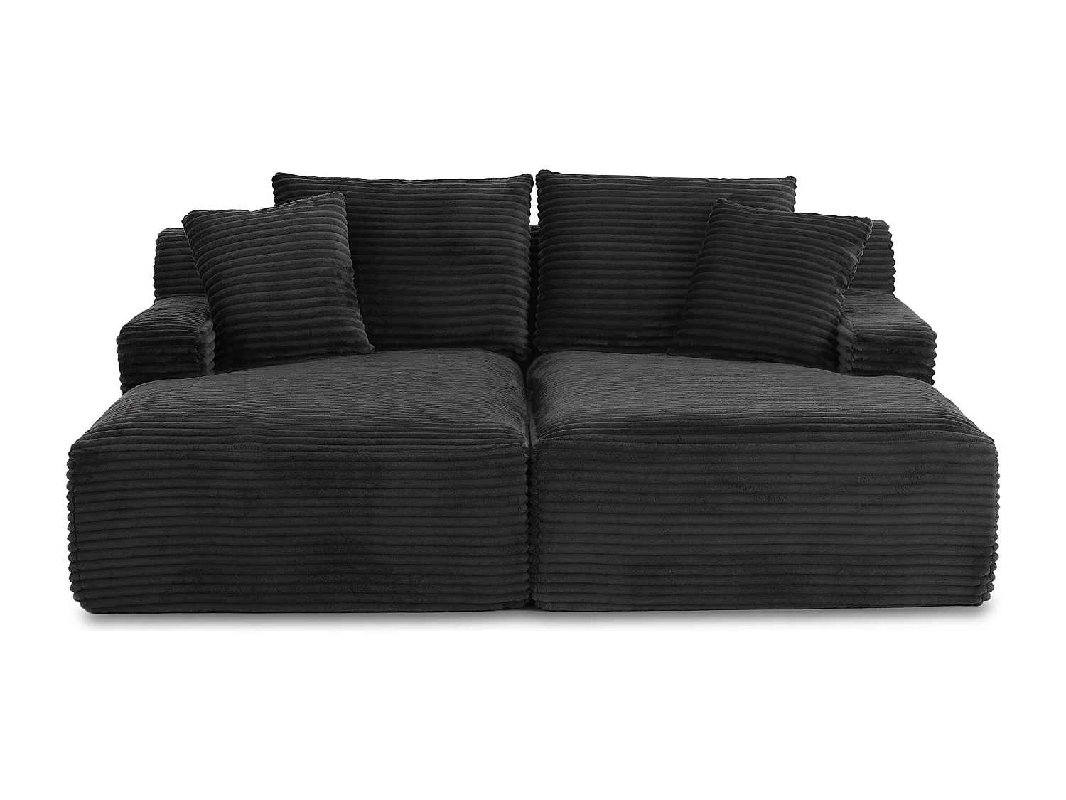 Canapé profond droit et compressé velours côtelé 3 places noir TALEN