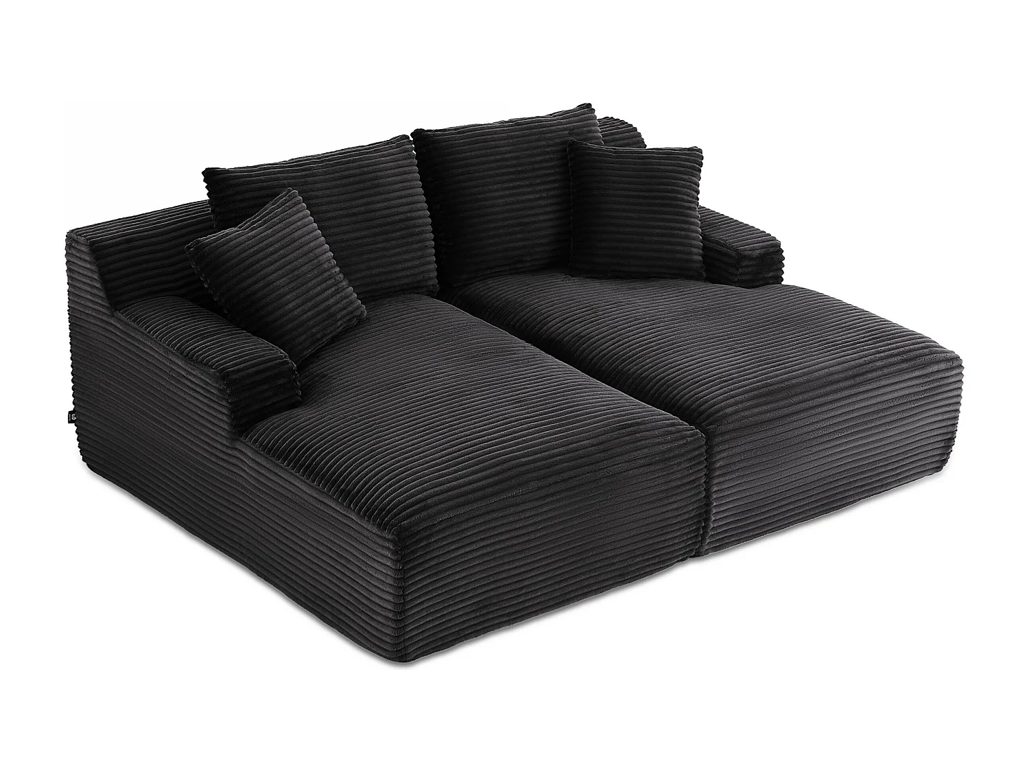 Canapé profond droit et compressé velours côtelé 3 places noir TALEN