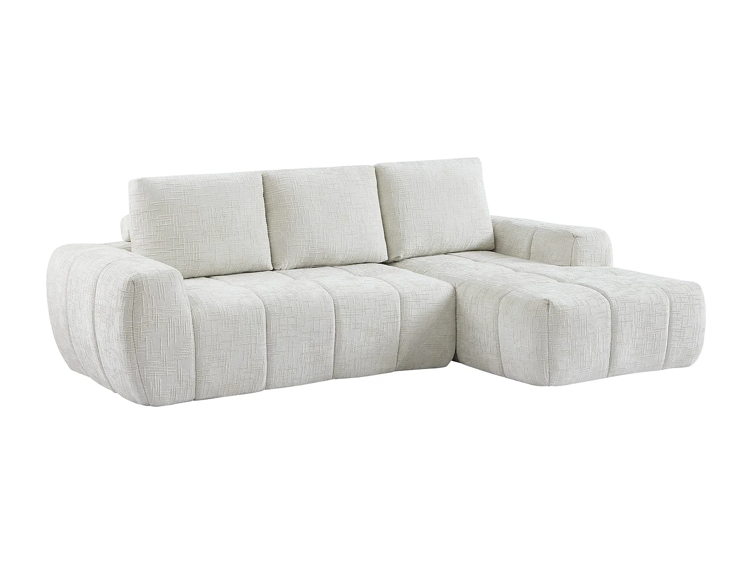 Canapé d'angle droit tissu 4 places beige ZELYS