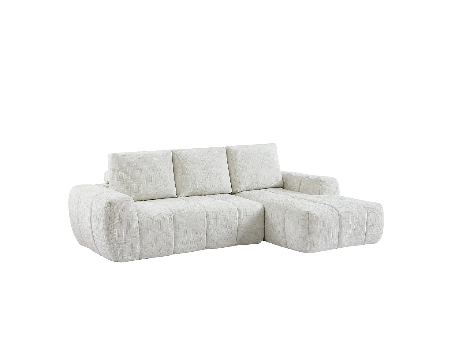 Canapé d'angle droit 4 places en tissu beige ZELYS