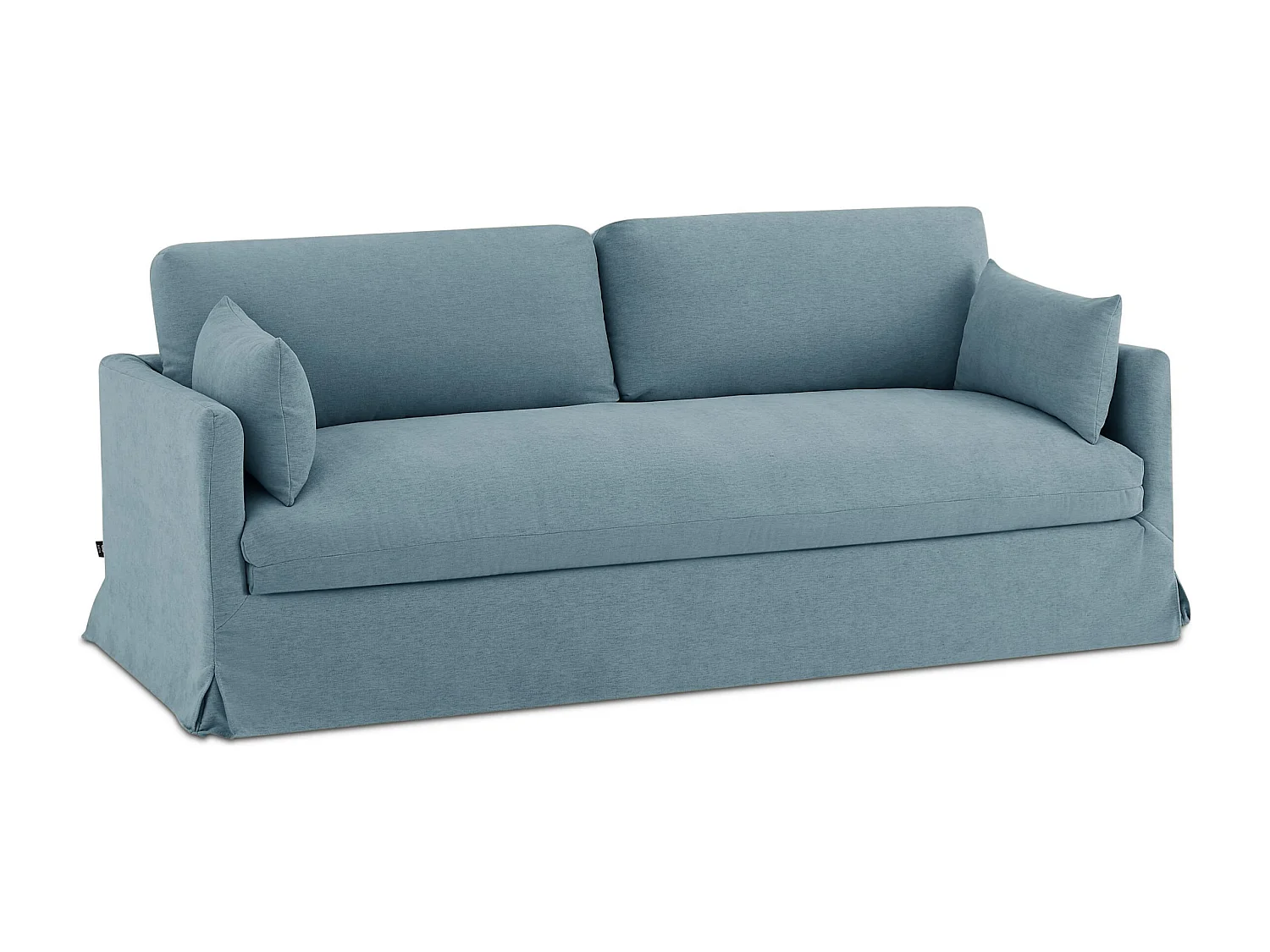 Canapé droit déhoussable tissu 3 places bleu NERIS