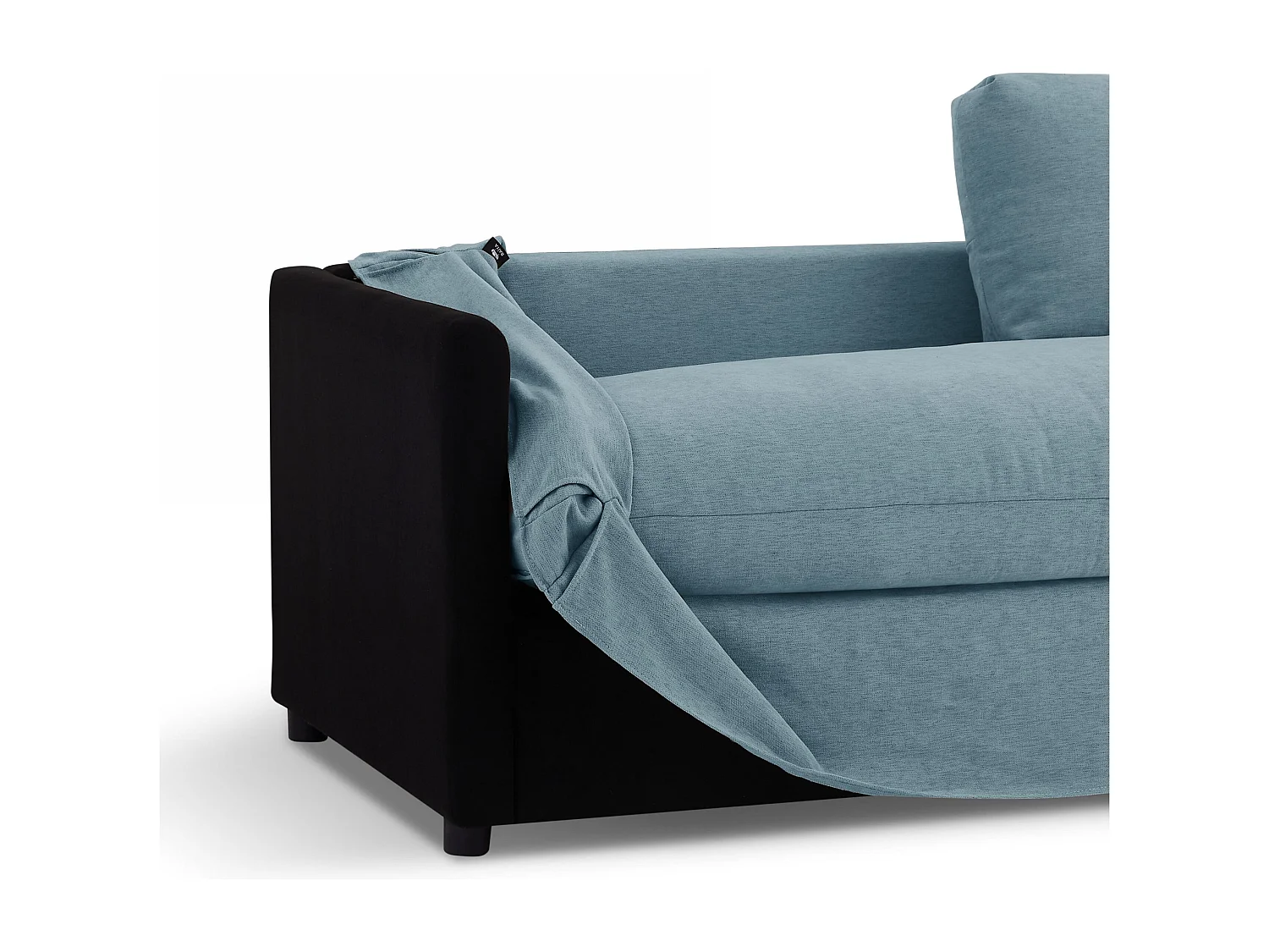 Canapé droit déhoussable tissu 3 places bleu NERIS