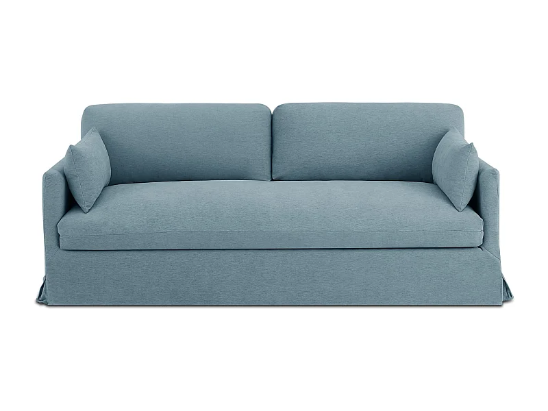 Canapé droit déhoussable tissu 3 places bleu NERIS