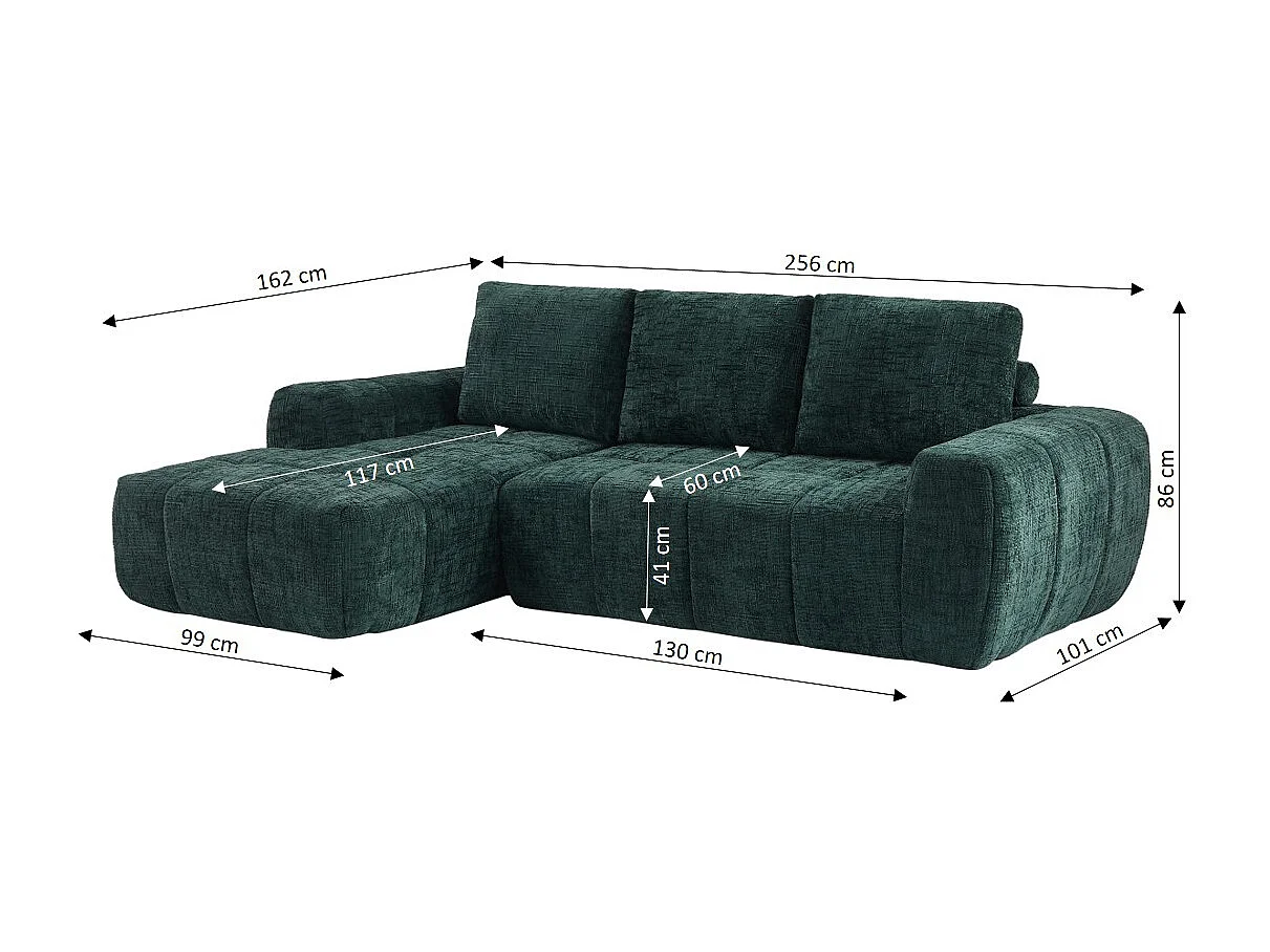 Canapé d'angle gauche tissu 4 places vert ZELYS