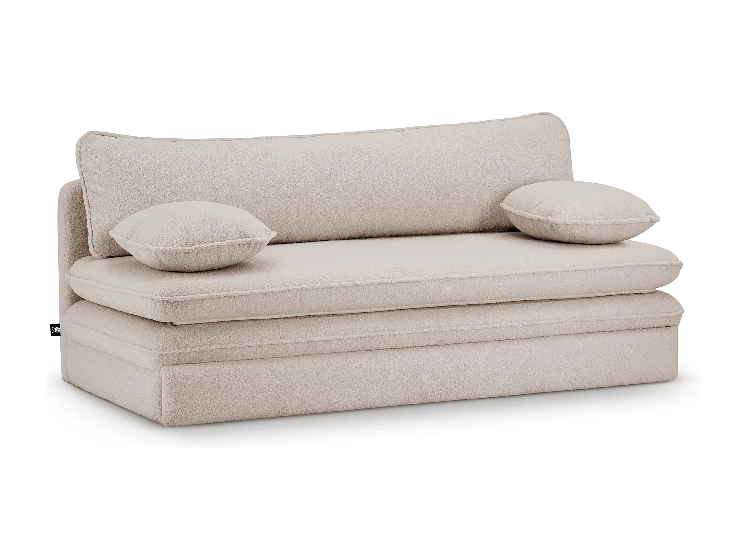 Canapé droit convertible tissu bouclette 3 places taupe SERON