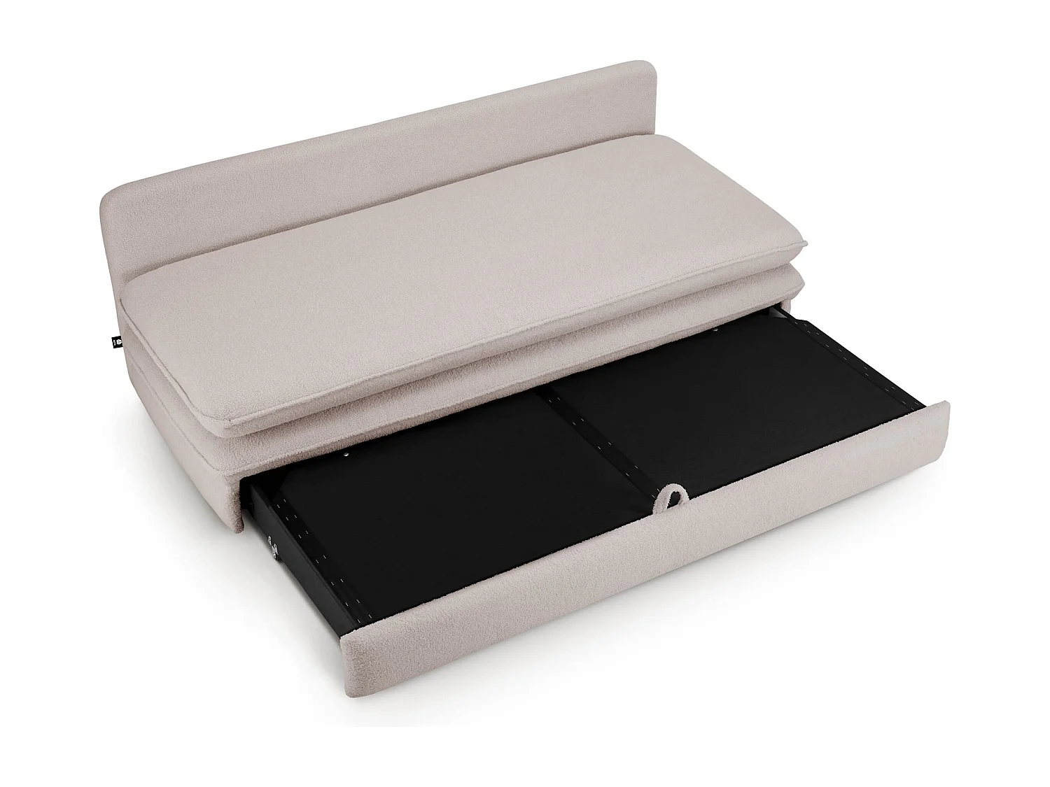 Canapé droit convertible tissu bouclette 3 places taupe SERON