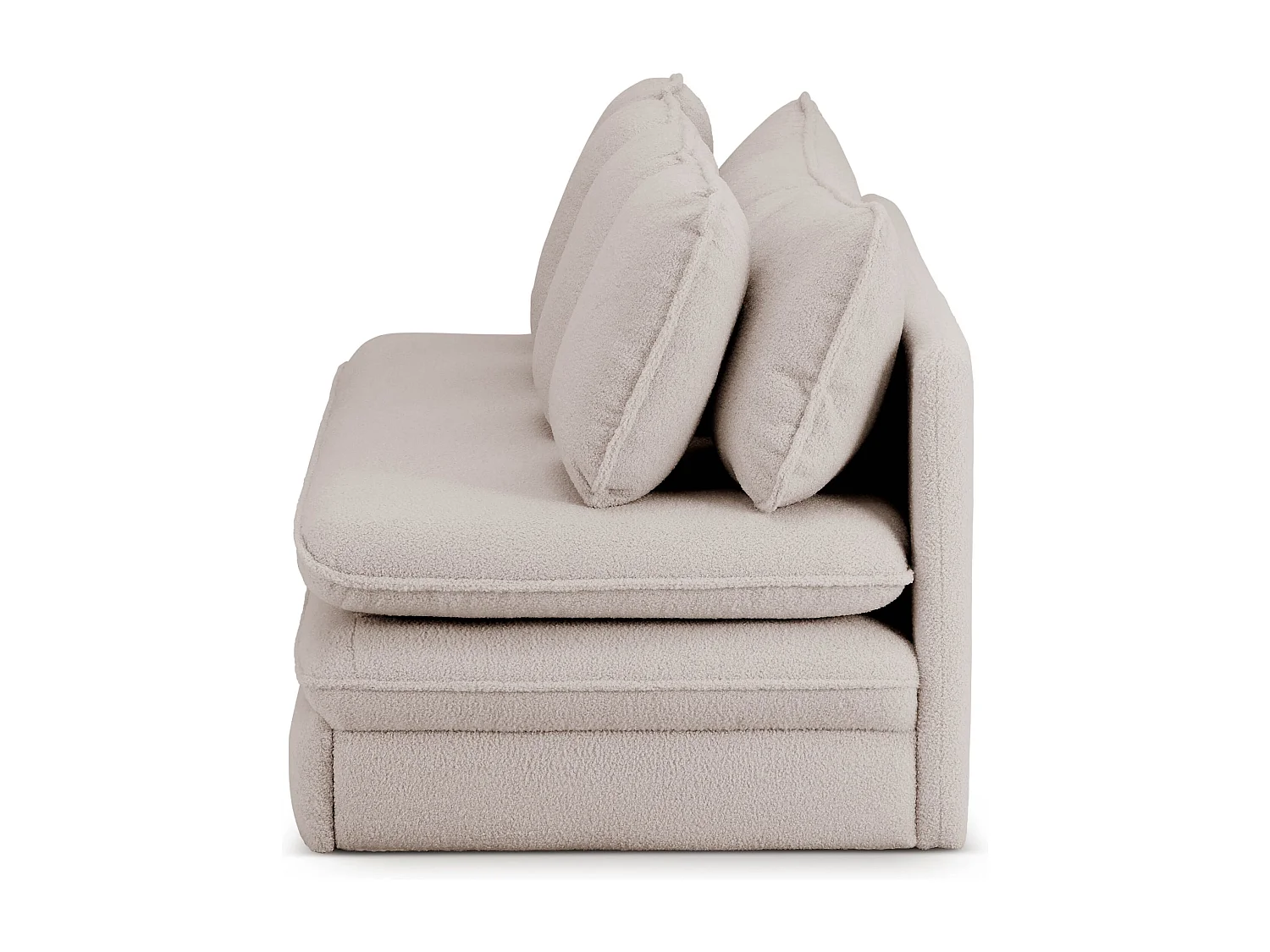 Canapé droit convertible tissu bouclette 3 places taupe SERON