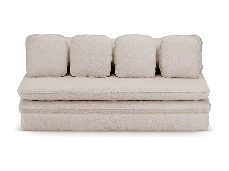 Canapé droit convertible tissu bouclette 3 places taupe SERON