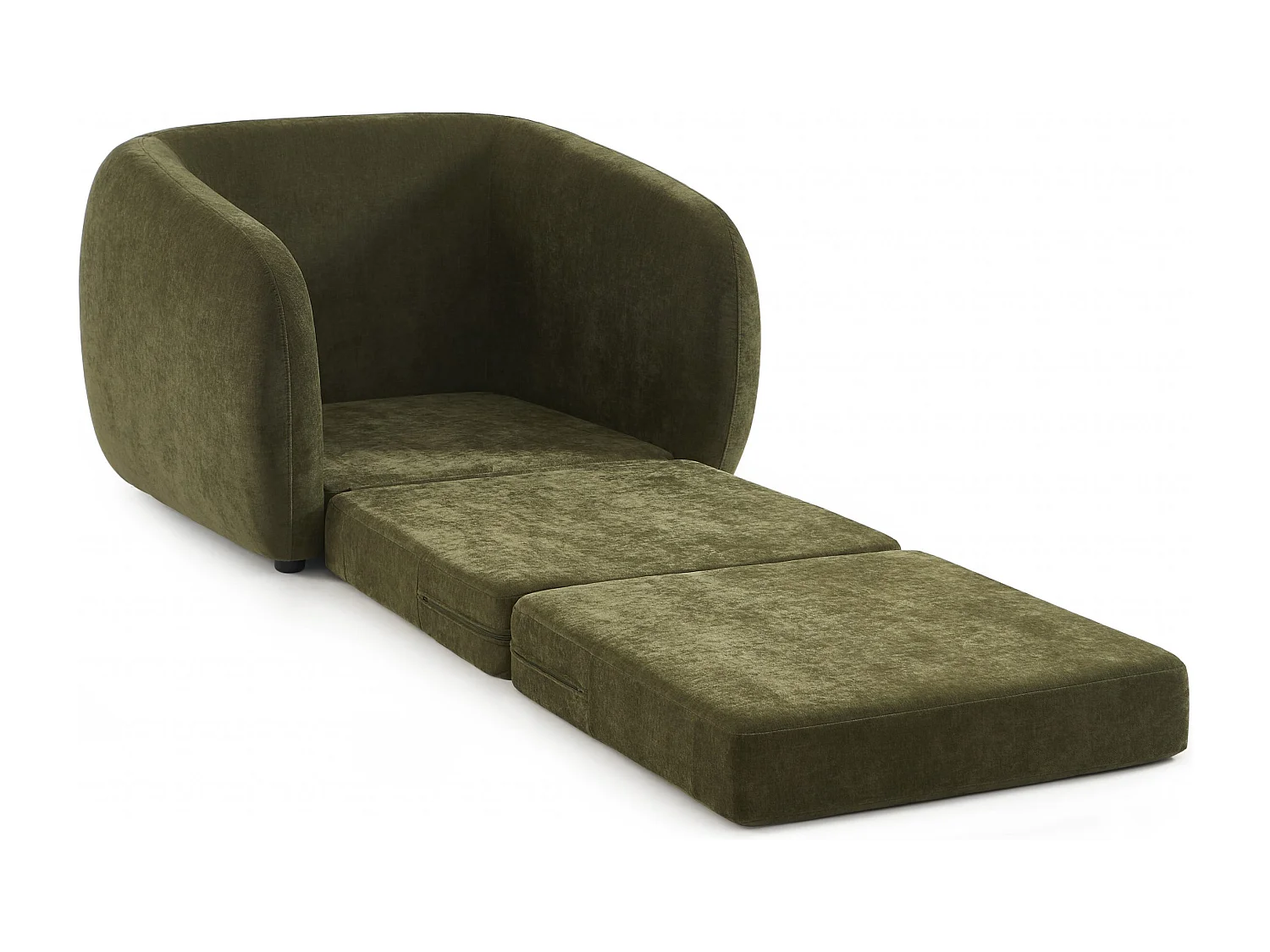 Fauteuil convertible tissu chenille 1 places vert VORIN