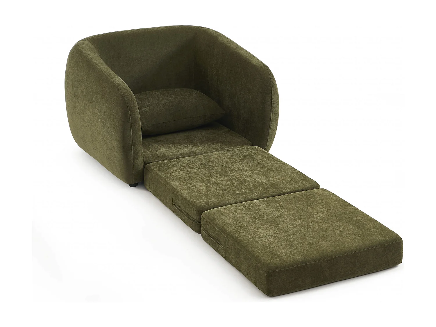 Fauteuil convertible tissu chenille 1 places vert VORIN