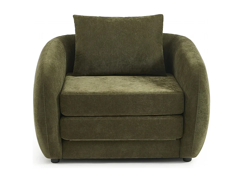 Fauteuil convertible tissu chenille 1 places vert VORIN