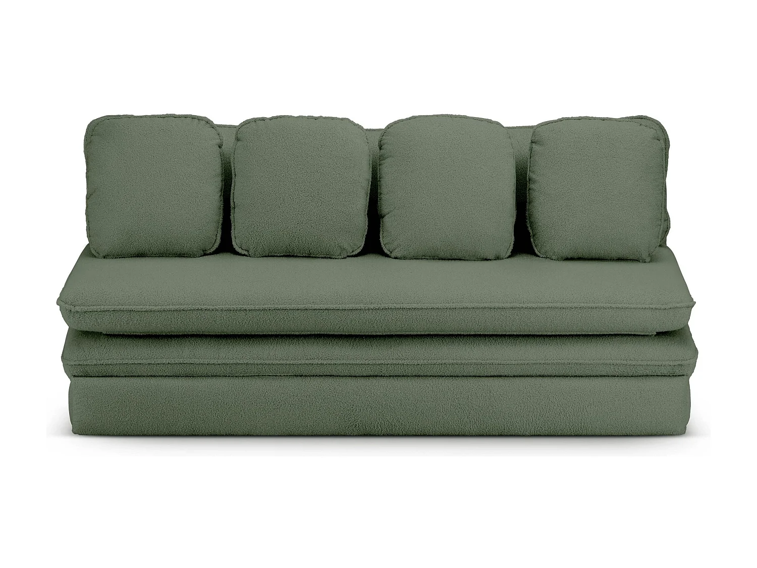 Canapé droit convertible tissu bouclette 3 places vert kaki SERON