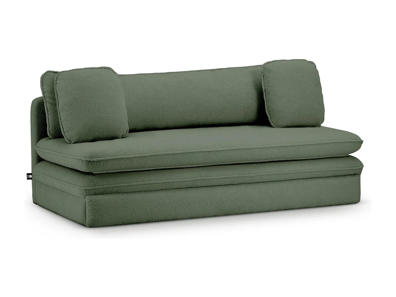 Canapé droit convertible tissu bouclette 3 places vert kaki SERON