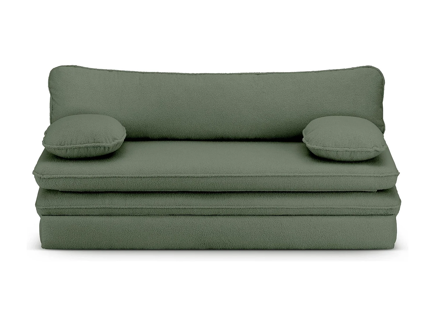 Canapé droit convertible tissu bouclette 3 places vert kaki SERON