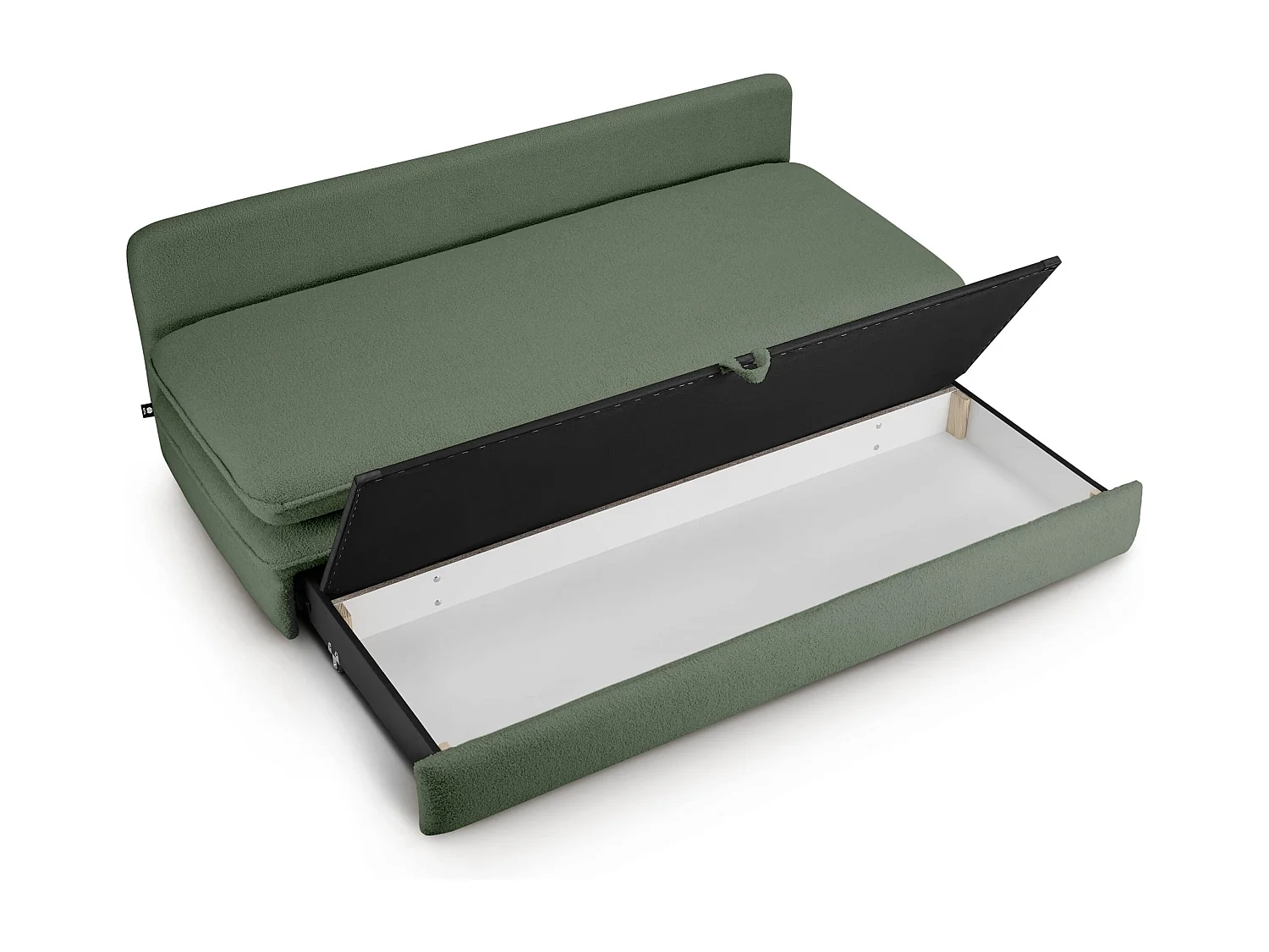 Canapé droit convertible tissu bouclette 3 places vert kaki SERON