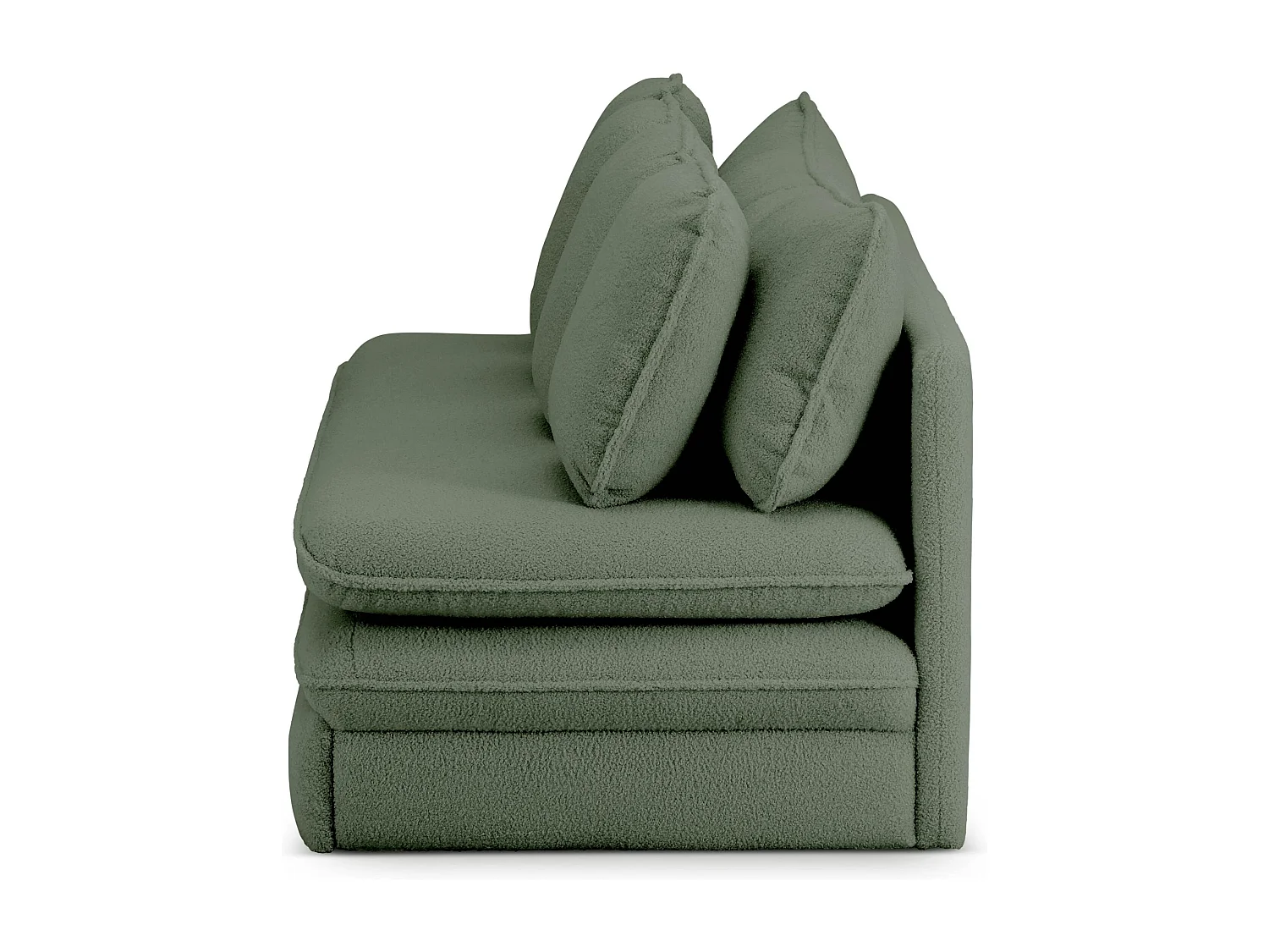 Canapé droit convertible tissu bouclette 3 places vert kaki SERON