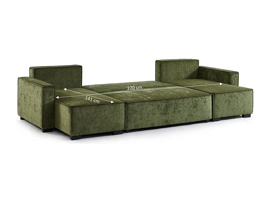 Canapé panoramique convertible tissu 6 places vert ORYON