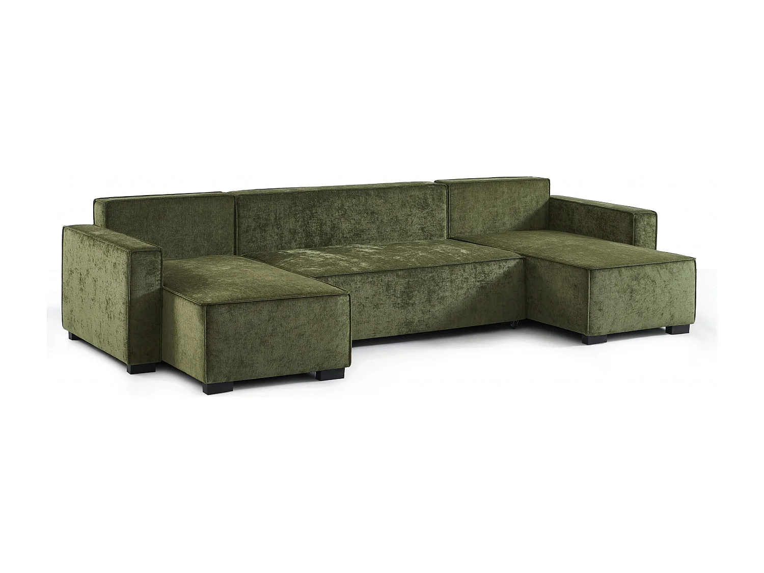 Canapé panoramique convertible tissu 6 places vert ORYON