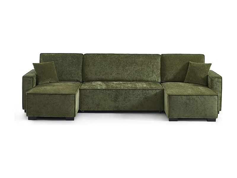 Canapé panoramique convertible tissu 6 places vert ORYON