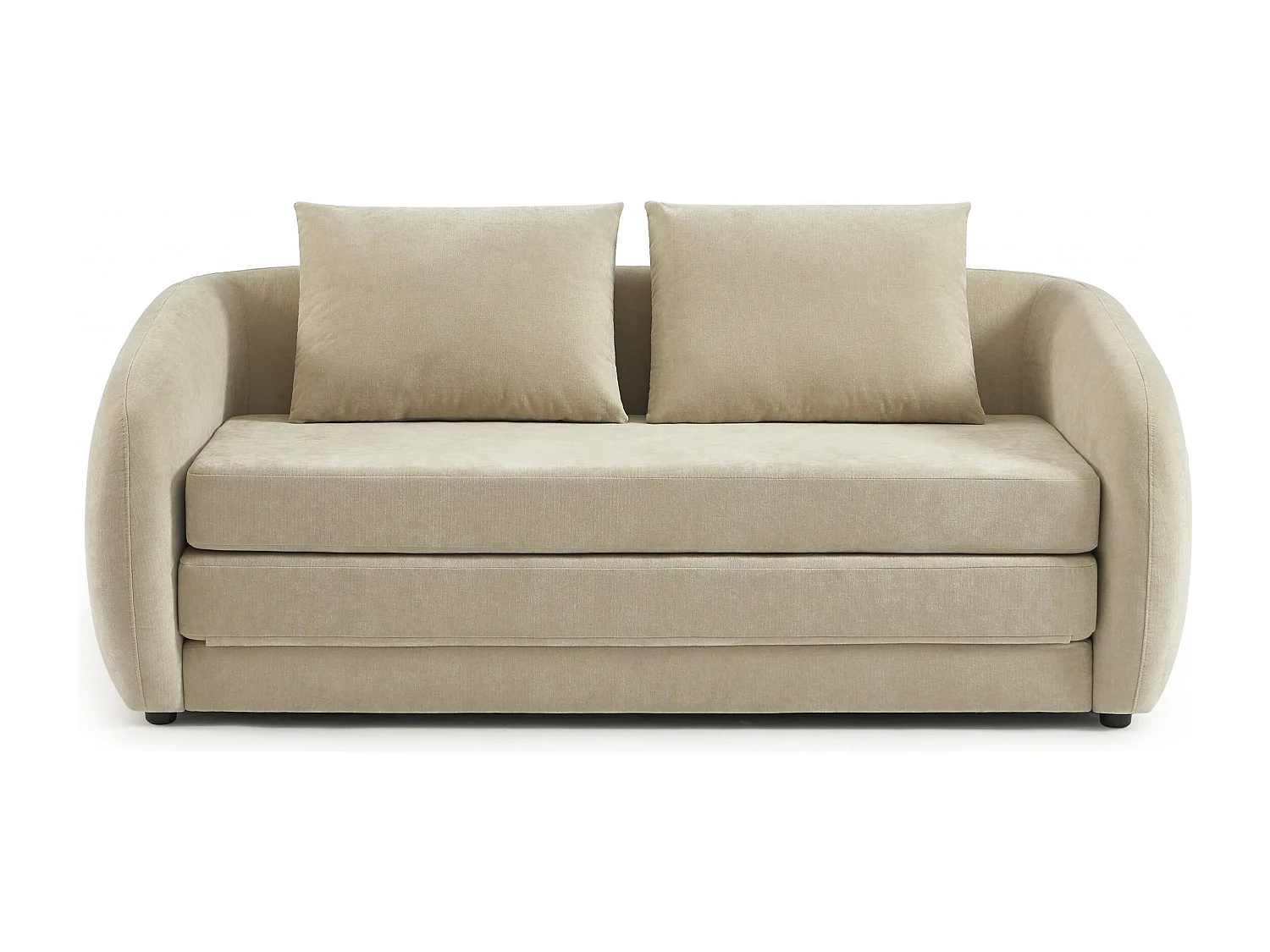 Canapé droit convertible tissu chenille 2 places grège VORIN