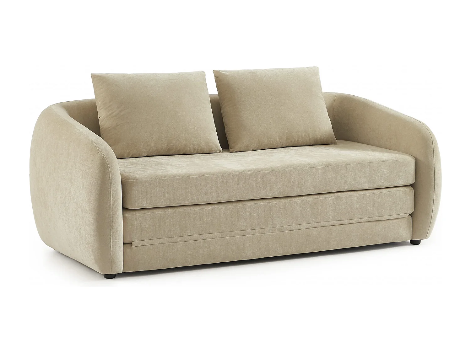 Canapé droit convertible tissu chenille 2 places grège VORIN