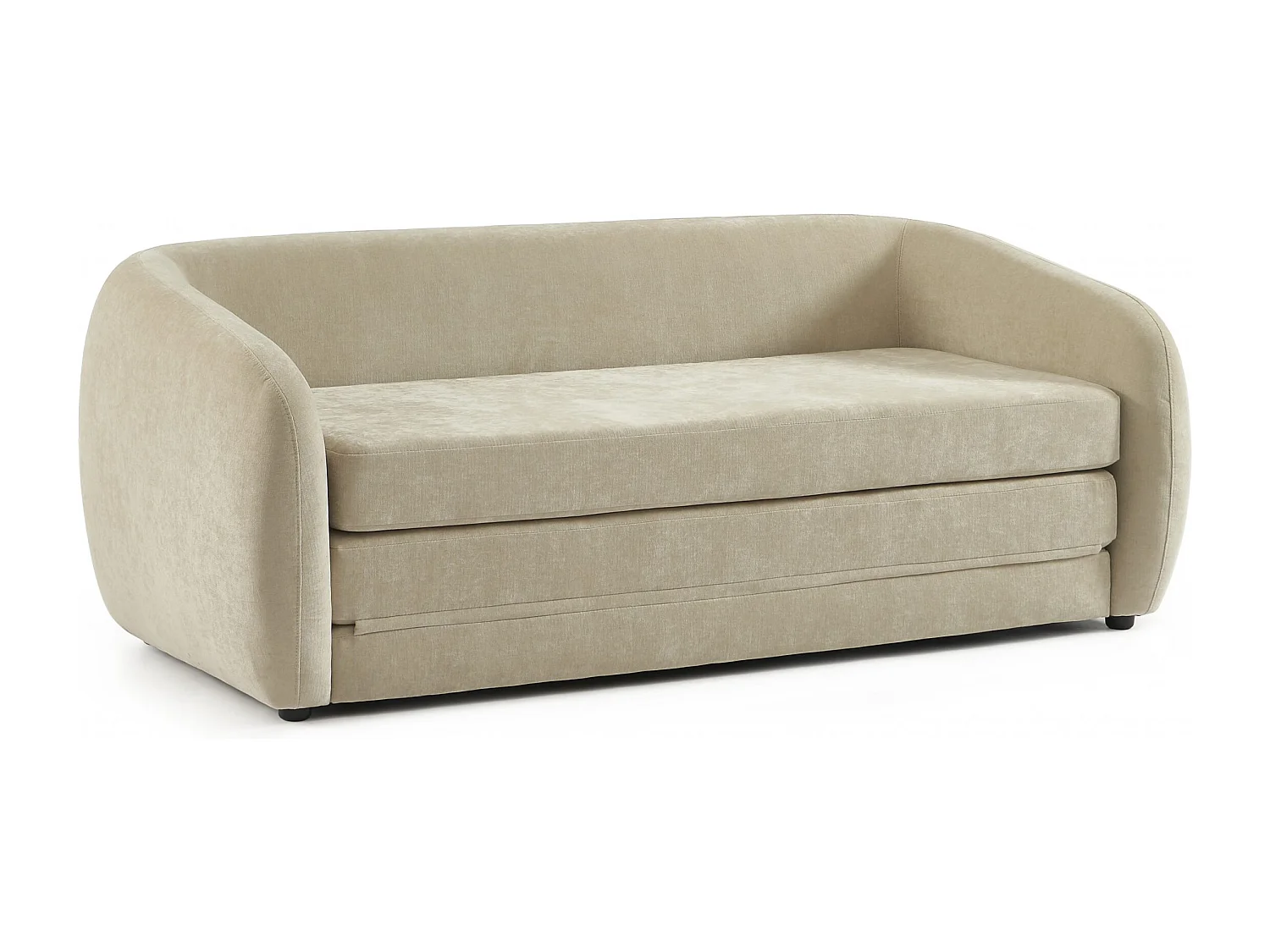 Canapé droit convertible tissu chenille 2 places grège VORIN