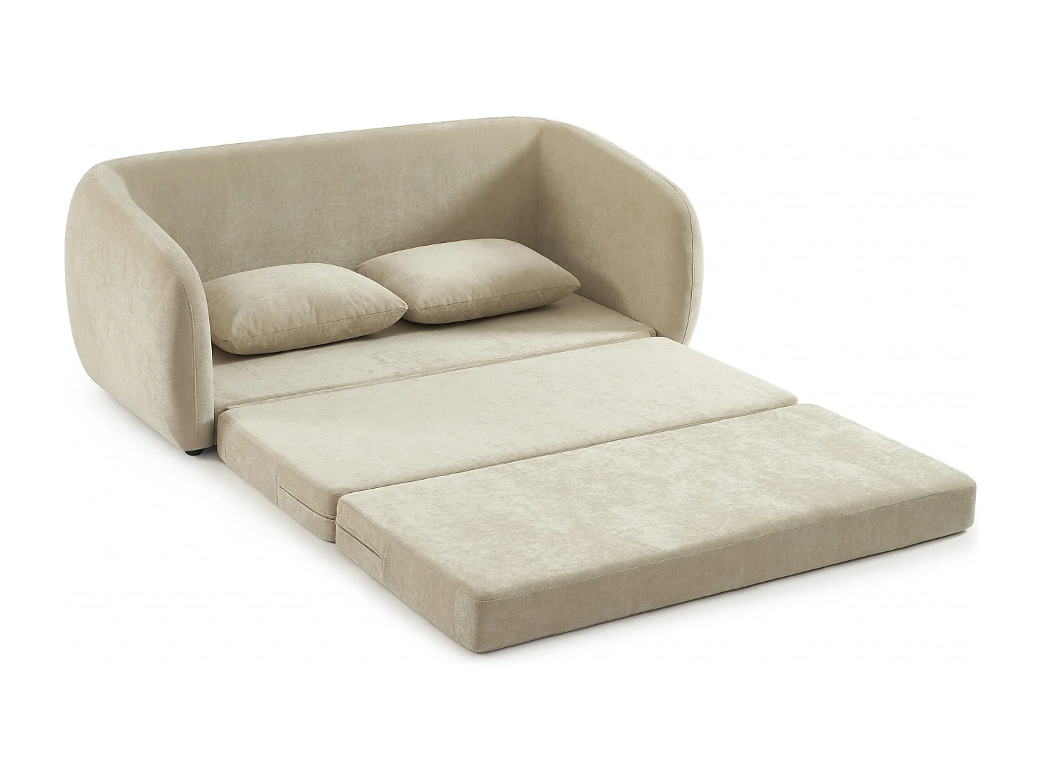 Canapé droit convertible tissu chenille 2 places grège VORIN