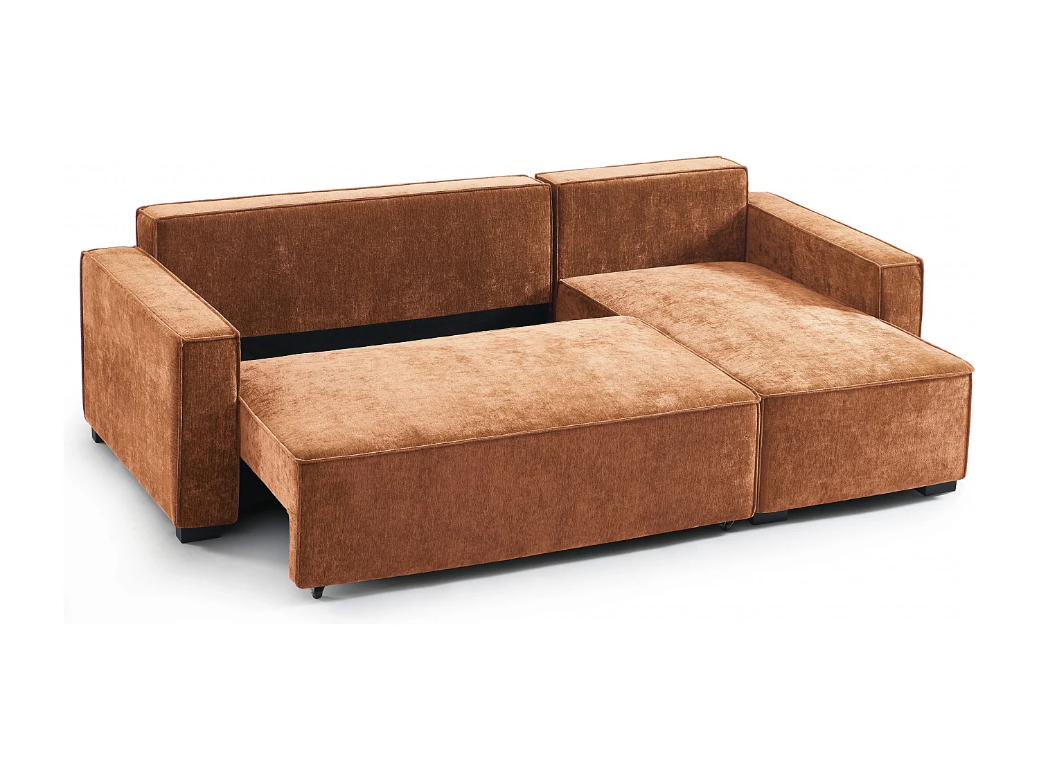 Canapé d'angle réversible convertible tissu 4 places terracotta ORYON