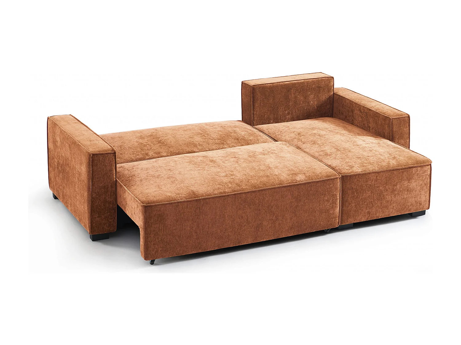 Canapé d'angle réversible convertible tissu 4 places terracotta ORYON
