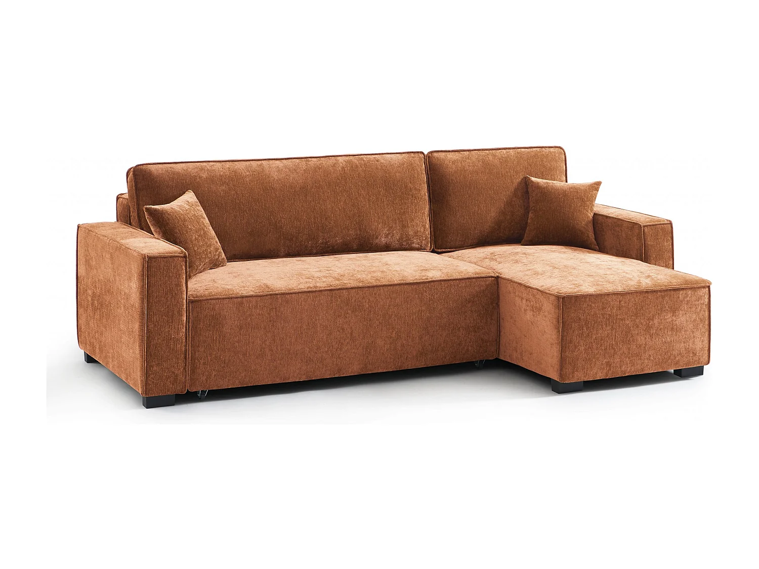 Canapé d'angle réversible convertible tissu 4 places terracotta ORYON