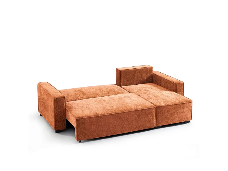 Canapé d'angle réversible convertible tissu 4 places terracotta ORYON