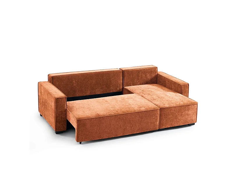 Canapé d'angle réversible convertible tissu 4 places terracotta ORYON