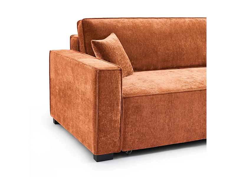 Canapé d'angle réversible convertible tissu 4 places terracotta ORYON