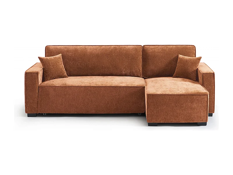 Canapé d'angle réversible convertible tissu 4 places terracotta ORYON