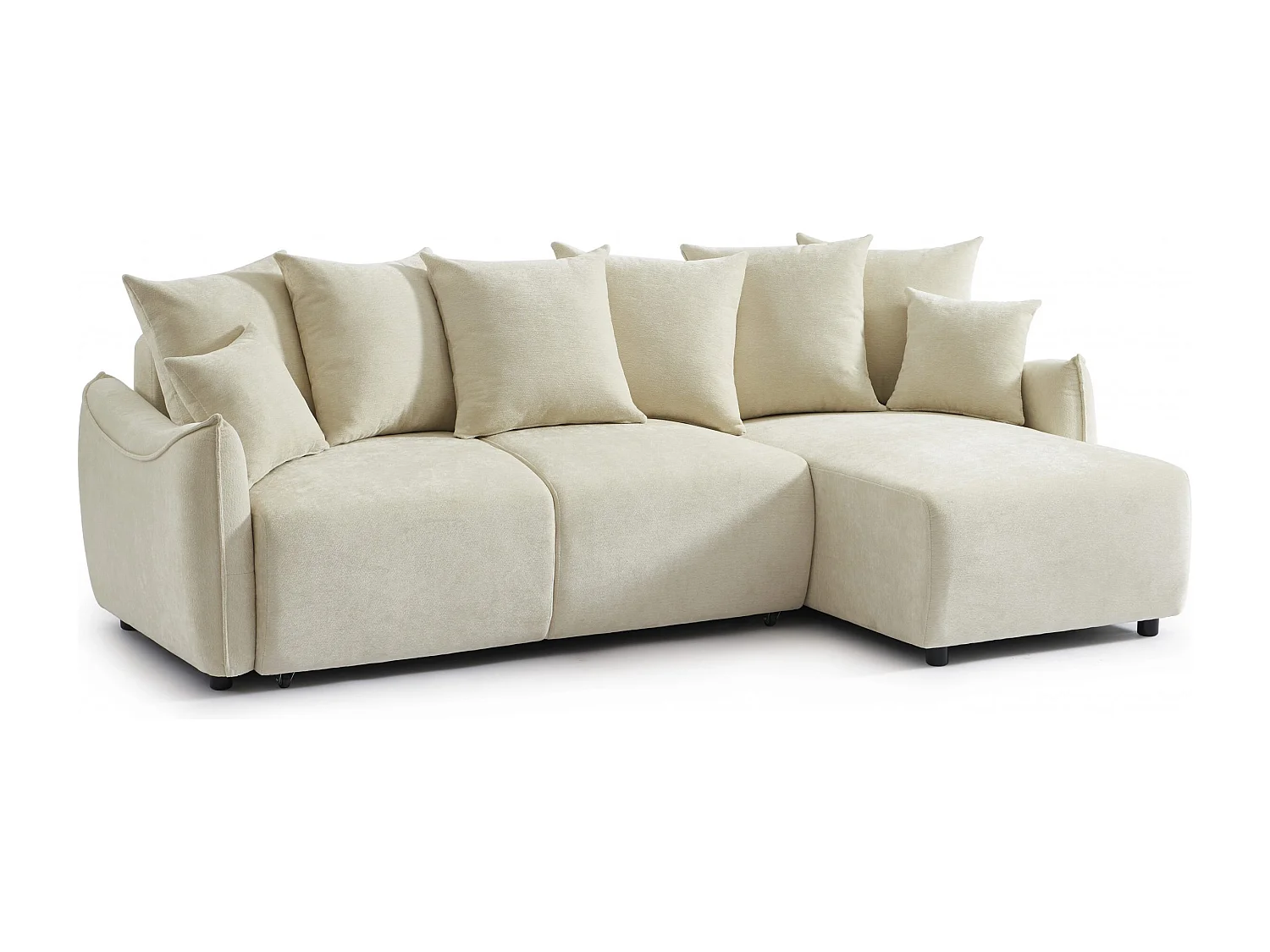 Canapé d'angle réversible convertible tissu 4 places beige LYORA